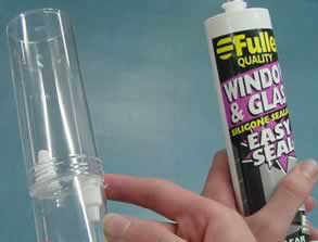 Silicone is used to seal the two tubes together.