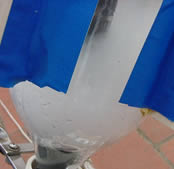 Water is added to the dry ice. As the dry ice sublimes pressure is built up int he bottle. Click to see a 120kb movie of a water rocket launch
